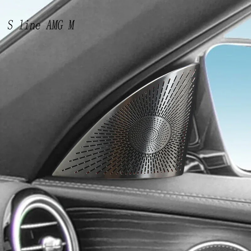 For Mercedes Benz E Class W213 2016-2022 Stainless Steel Car Door Window Tweeter Audio Speaker Cover Stickers Interior Styling