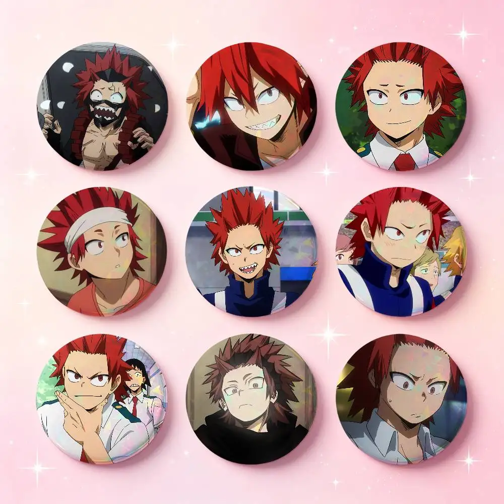 Eijiro Kirishima Anime Figure Badges Button Round Creative Pin Brooch Badge Bag Decor Accessories Fans Collect Friends Gifts