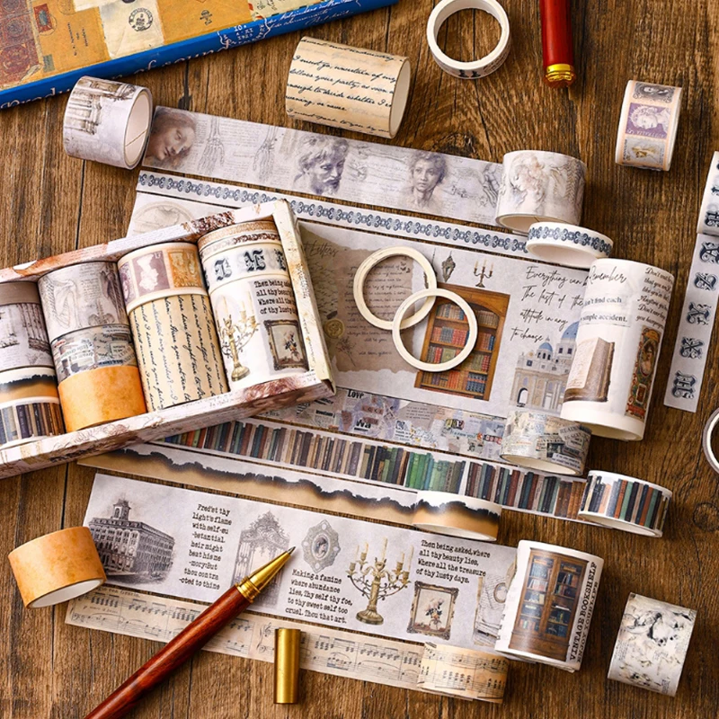 18 Volumes - Retro Art, Nostalgic Memories, and Paper Tape - Used for Handmade Materials, DIY Scrapbooks, Notebooks, Handicrafts