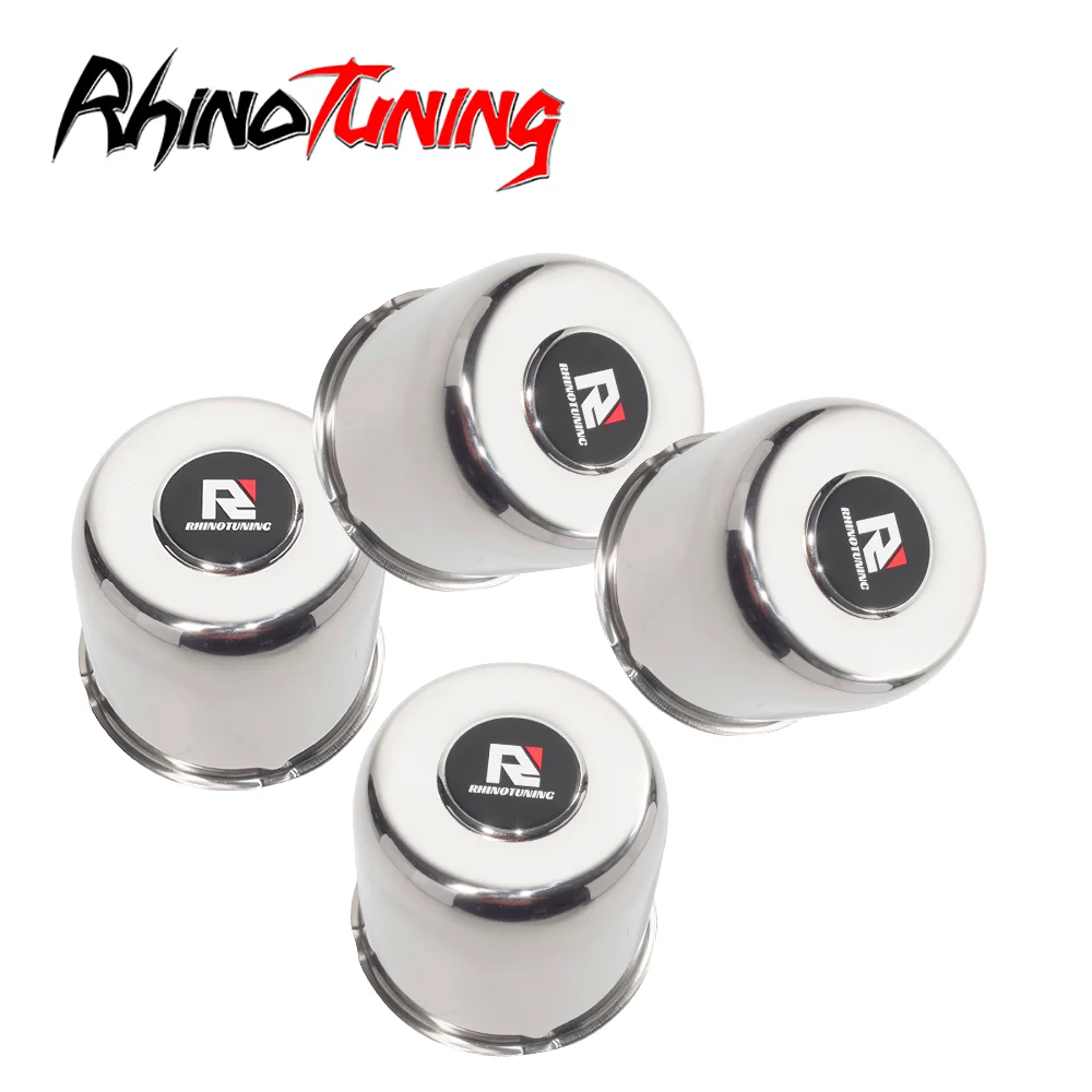 

RhinoTuning 1pc/4pcs Stainless Steel Push Through Wheel Center Caps Fit for 4.88" trailer/truck rims center bore 4.37" tall