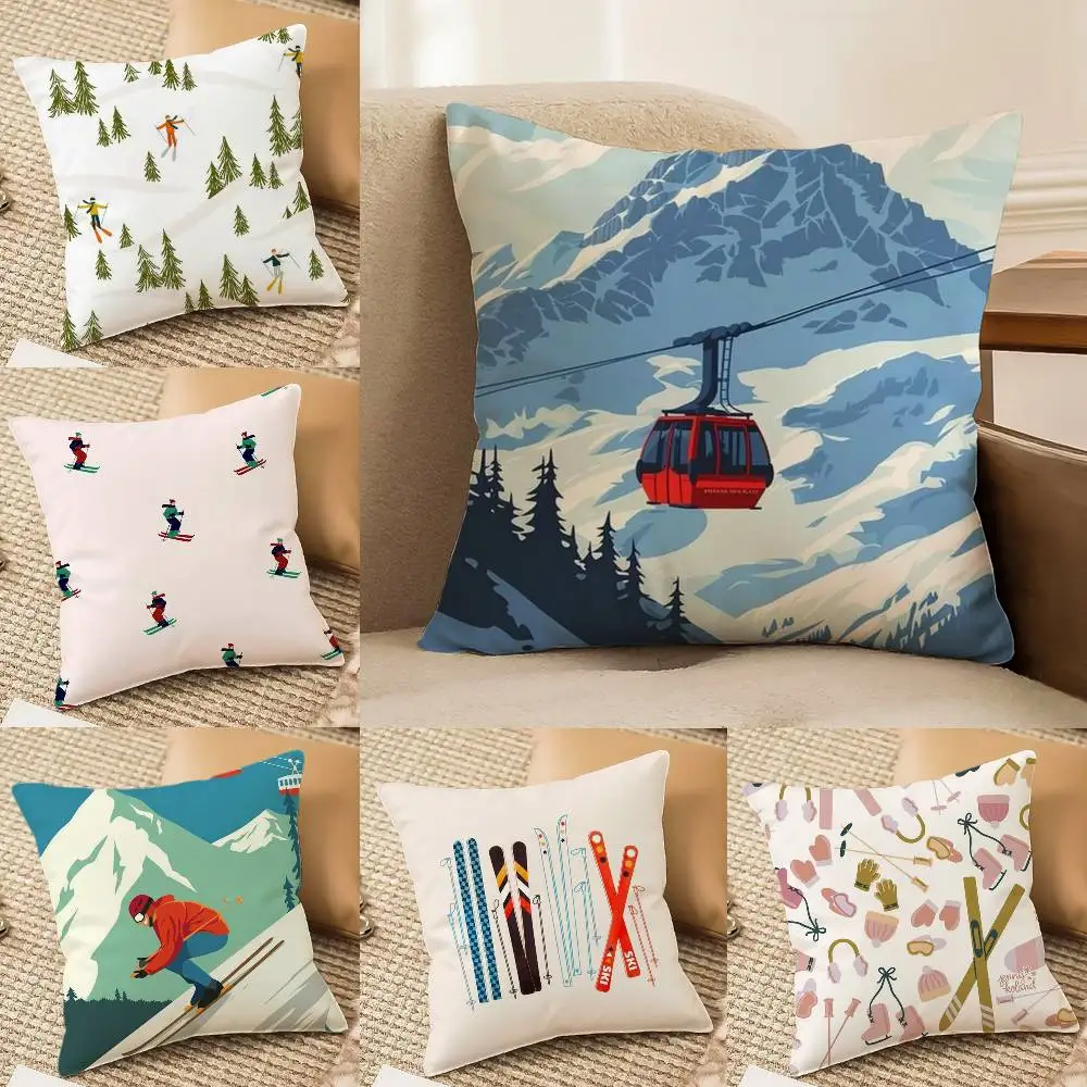 Ski Resort Prop Pillow Case Printing Pillowcase Living Room Sofa Cushion Cover Bedroom Room Decor