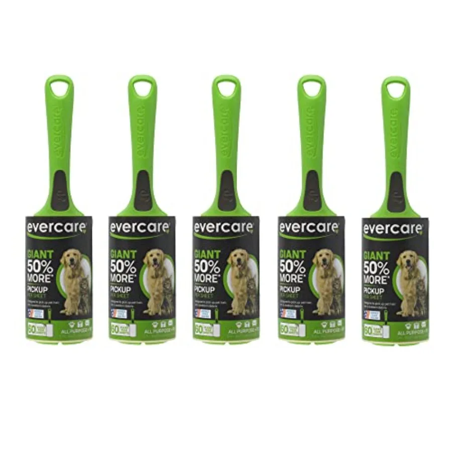 

Набор из 5 гигантских многоразовых роликов для удаления шерсти и ворса Pet Extreme Stick, 60 листов, белые, сверхпрочные, идеально подходят для удаления шерсти домашних животных и ворса.