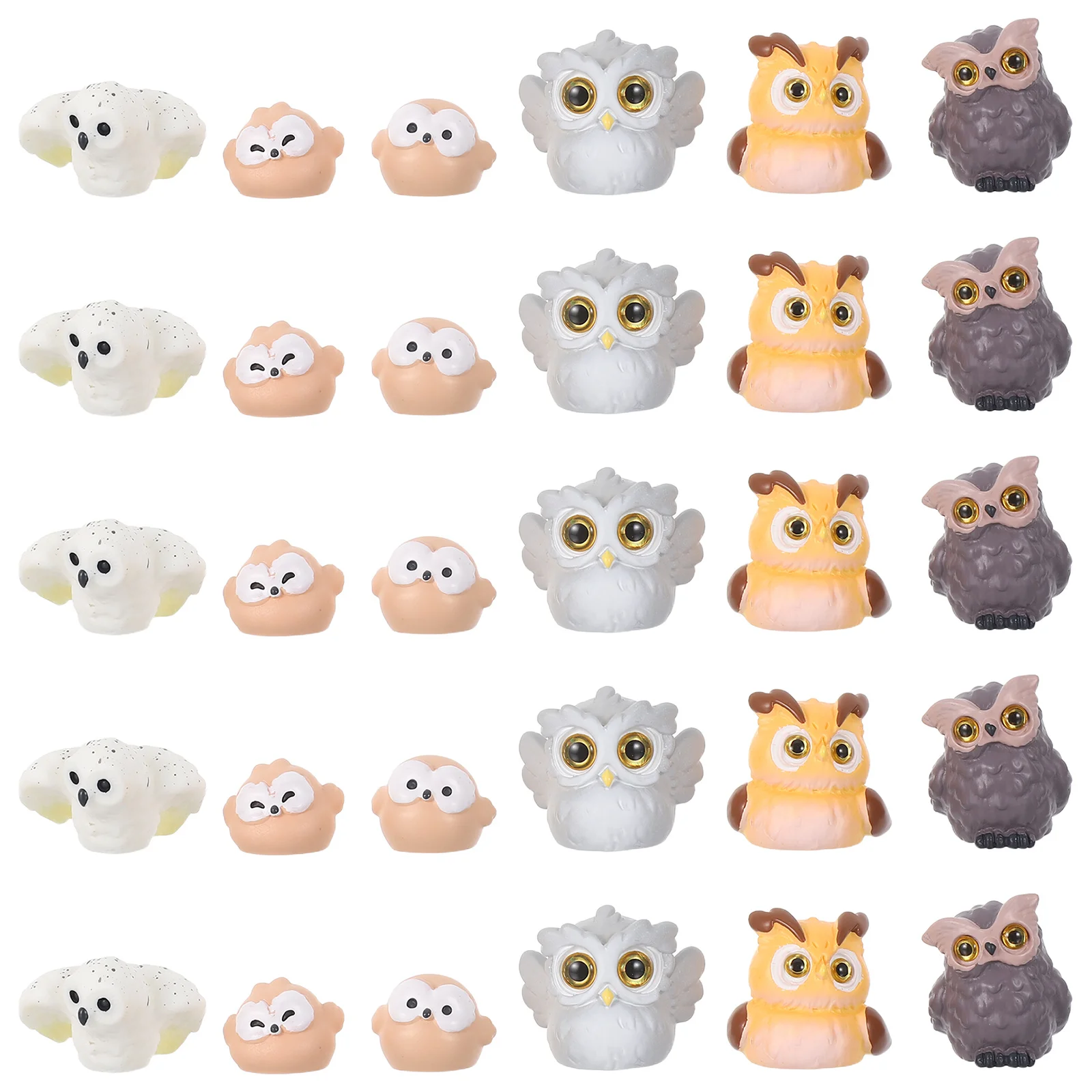 

30pcs Mini Owl Micro Landscape Decor Tiny Resin Animal Statues For Terrarium Fairy Garden Succulent Pot Desk Dollhouse