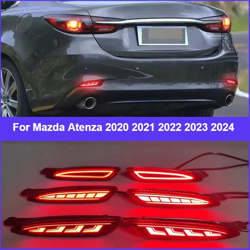 For Mazda 6 Atenza 2020-2024 Car Led Rear Bumper Reflector Light DRL Dynamic Turn Signal Driving Brake Light Modification