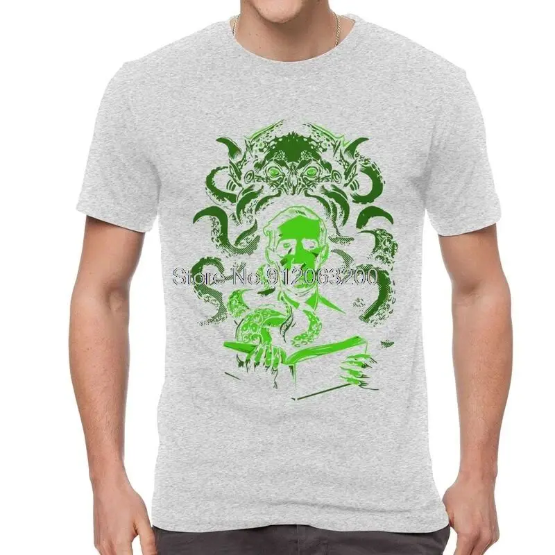 Tvoe Lovecraft Men's Streetwear T-Shirt Short Sleeve Customizable Hand-Painted Design Unique Fashion Casual Wear