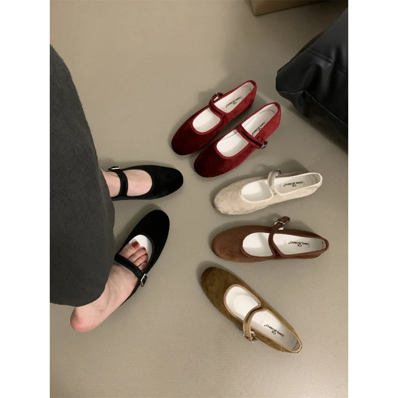 

Casual Woman Shoe Shallow Mouth Elegant Square Toe Female Footwear All-Match Summer Grandma New Dress Spring Mary Janes Solid Fa