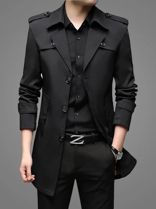 

Men's Mid-Length Jaet 2024 New Spring Busin Casual Dad Clothes Middle-aged Outerwear Stand Fit Youth Other Material