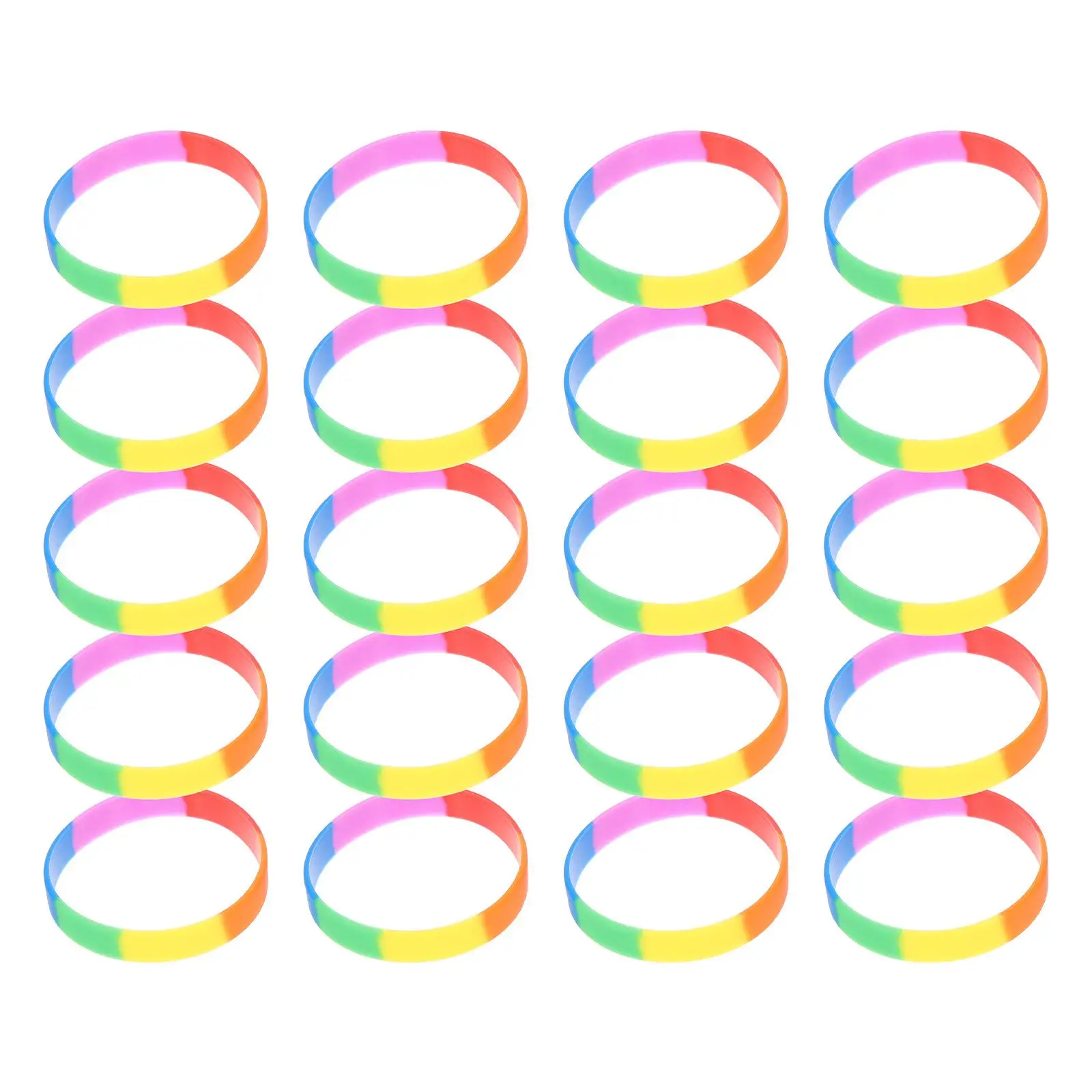 

20 Pcs Rainbow Wristbands Silicone Bracelets Fashion Party Straps Stylish Decoration Unisex Bright Colors Durable Practical Hand