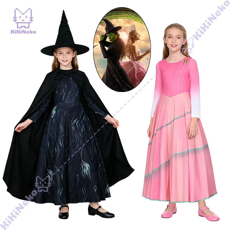 

Костюм для косплея «Глинда» из фильма, костюм для косплея «Эльфаба», длинное платье и черный плащ, наряд для Хэллоуина, вечеринки для взрослых 110-150 Si