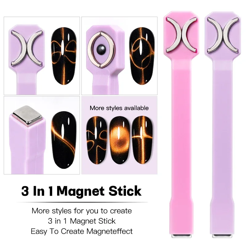 3 in 1 nail art stick magnetico multifunzione UV/LED gel smalto strumenti per nail art per gatto 3D pittura gel magnetica bacchetta magnetica fai da te