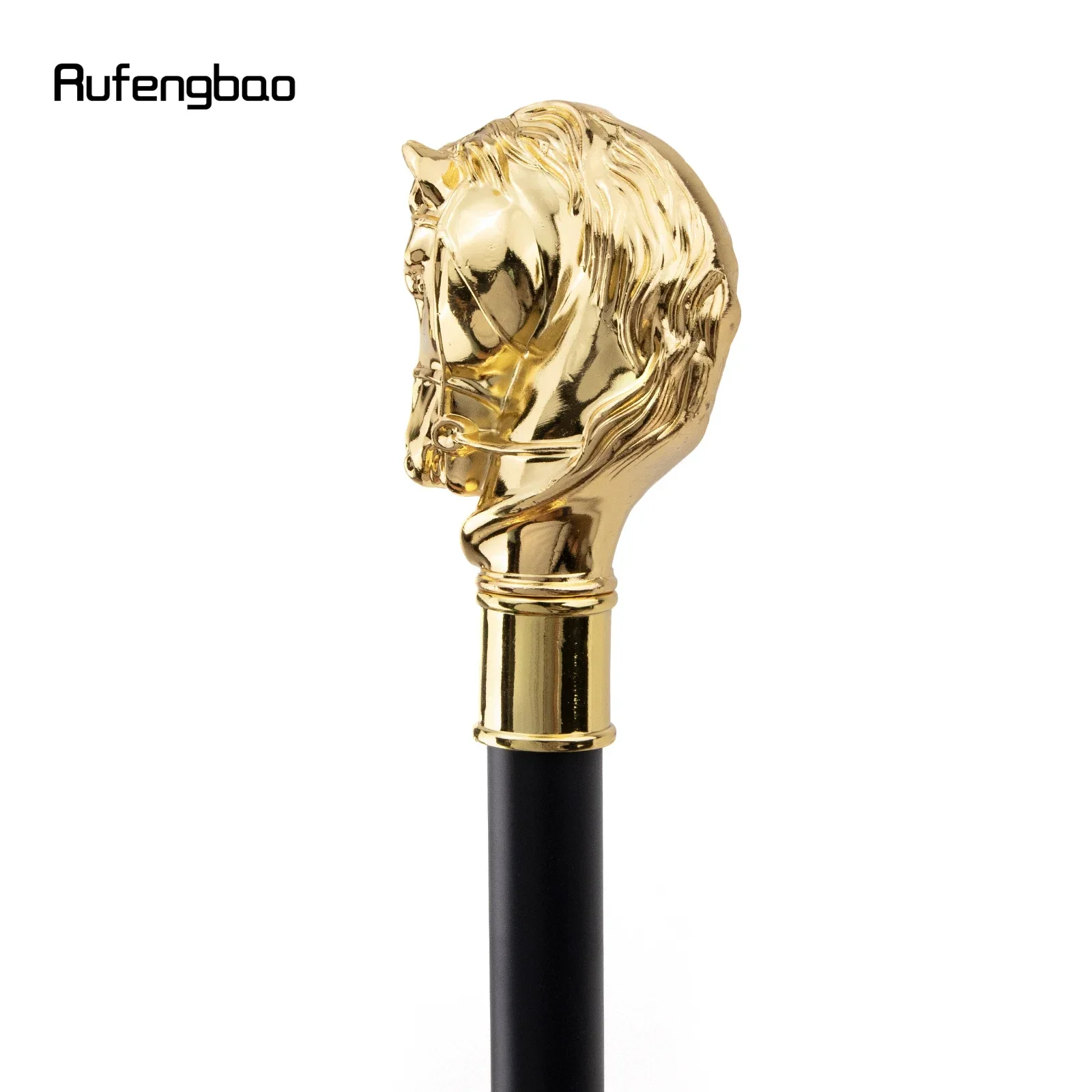 عصا المشي الذهبية على شكل رأس الحصان على شكل حيوان عصا زخرفية كوسبلاي عتيقة للحفلات التنكرية والبخار والاستخدام اليومي