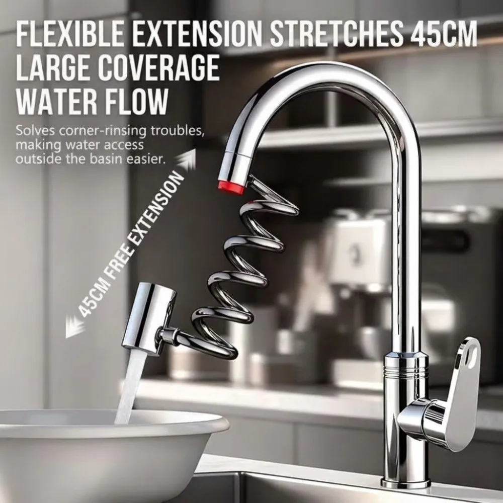 360° Swiveling Kitchen Splash Proof Faucet Replaceable Multi-functional Artifact Waterfall Faucet Water Saving Stainless Steel