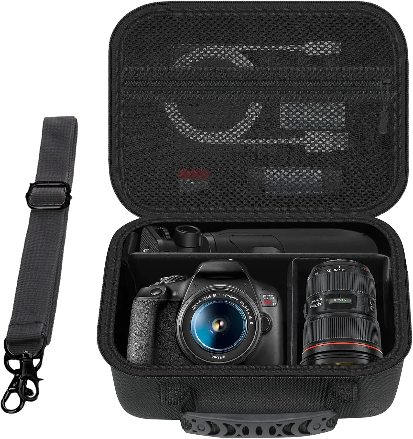 

Чехол для камеры Canon EOS R50/R6 Mark II/R8/R5/R7/R100/RP/5D Mark IV — 4 разделителя, погоны, черный