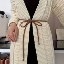 165cm Sheepsk Thin Belt Fashion Casual Dress Knotted Long Waist Rope Female Waist Chain Simple Decoration Luxury Women Waistband