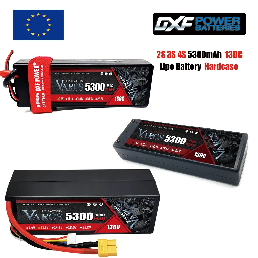 

VARCS 2S 3S 4S Lipo Battery 5300mAh 130C with XT60 EC5 TRX T/DEANS XT90 XT150 Plug HardCase For 1/8 Buggy RC Car Boat Airplane