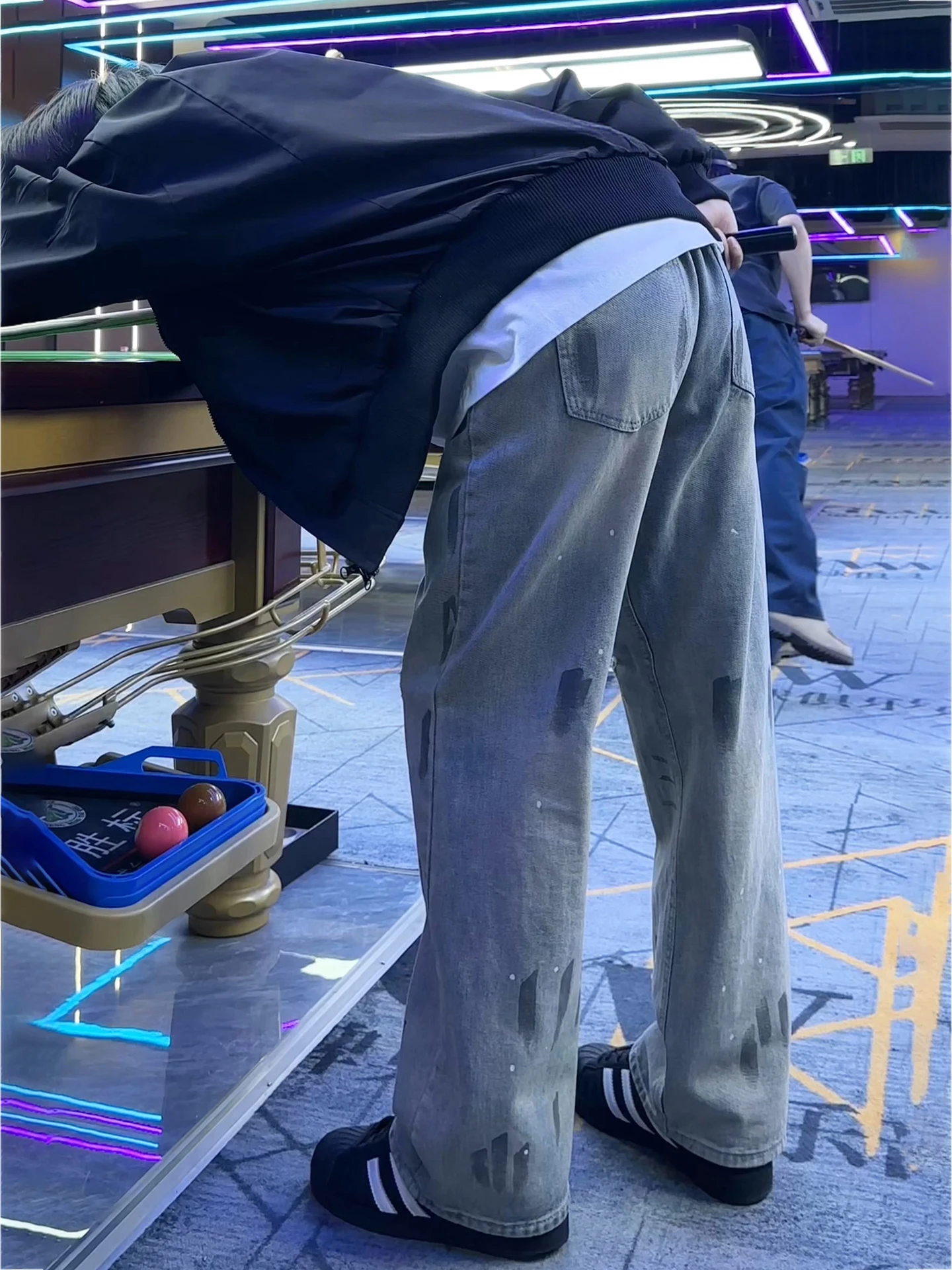 

Светло-голубые джинсы с эффектом тай-дай для мужчин, винтажные, прямого кроя, в американском стиле, зауженные, для повседневной носки, осенний сезон