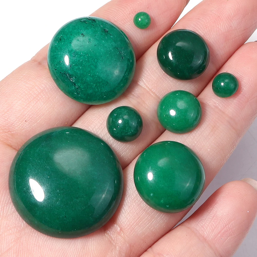 5-10 piezas de piedra natural, cuentas de jade verde, cabujón redondo con base plana, cabujón tipo cameo para hacer joyas, accesorios para anillos y collares DIY