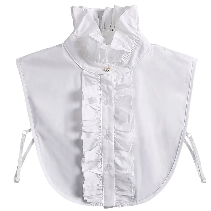 

Полурубашка с накладным воротником, модный декоративный искусственный воротник с рюшами, белая половина рубашки, блузка с воротником, съемные многослойные аксессуары