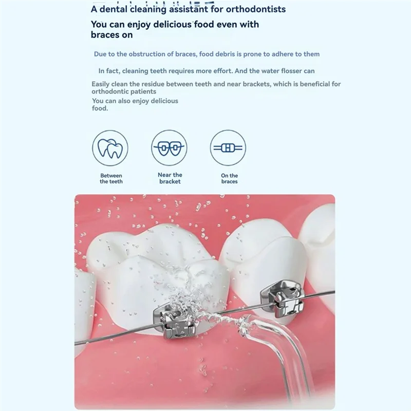 B46B-فرشاة أسنان تعمل بالموجات فوق الصوتية لري الفم لتنظيف الأسنان، منظف أسنان للمنزل والسفر باللون الأبيض