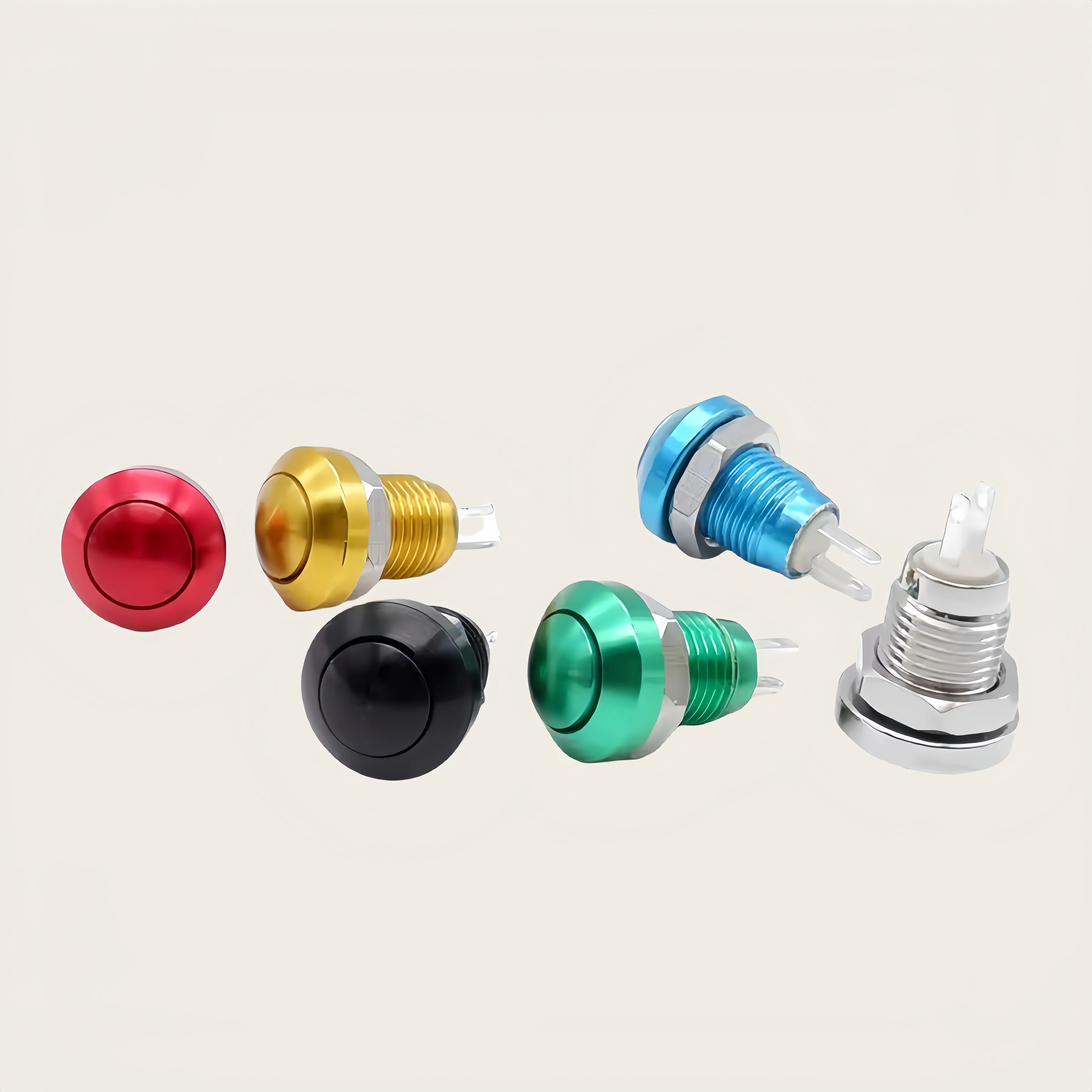 Push Button 8MM Switch Momentary Metal Horn Doorbell Bell Mini Car Auto Engine PC Power Start Starter Red Green Black Blue 1NO