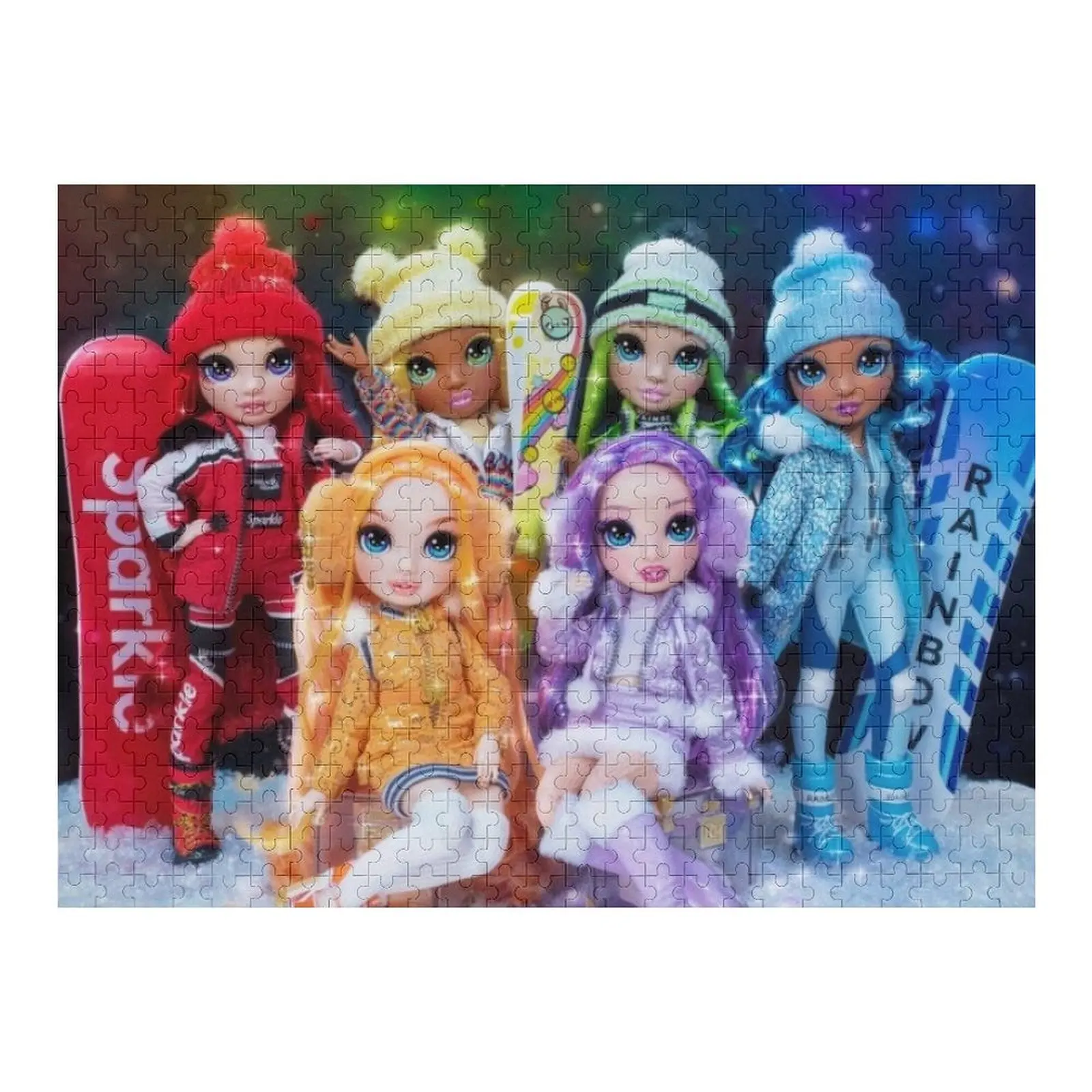 

Пазл Rainbow High Winter Break, персонализированный подарок, деревянное имя для женатых, персонализированный пазл на заказ