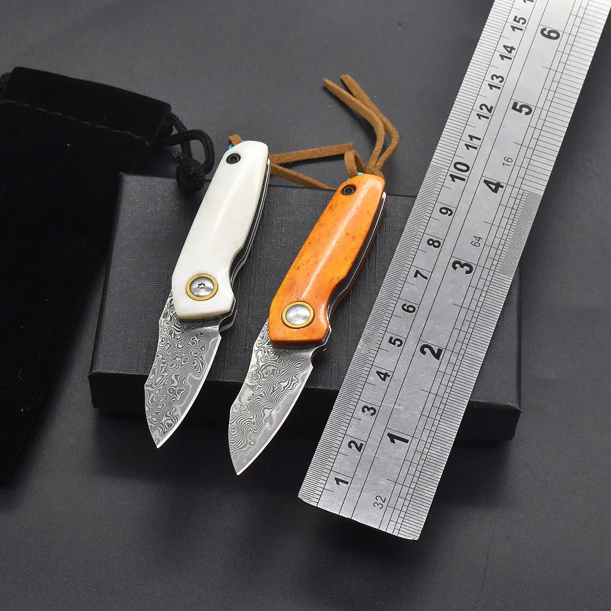 

Мини-карманный складной нож из дамасской стали с ручкой из бычьей кости, инструмент для кемпинга на открытом воздухе, EDC, портативный практичный нож, коллекционные подарки
