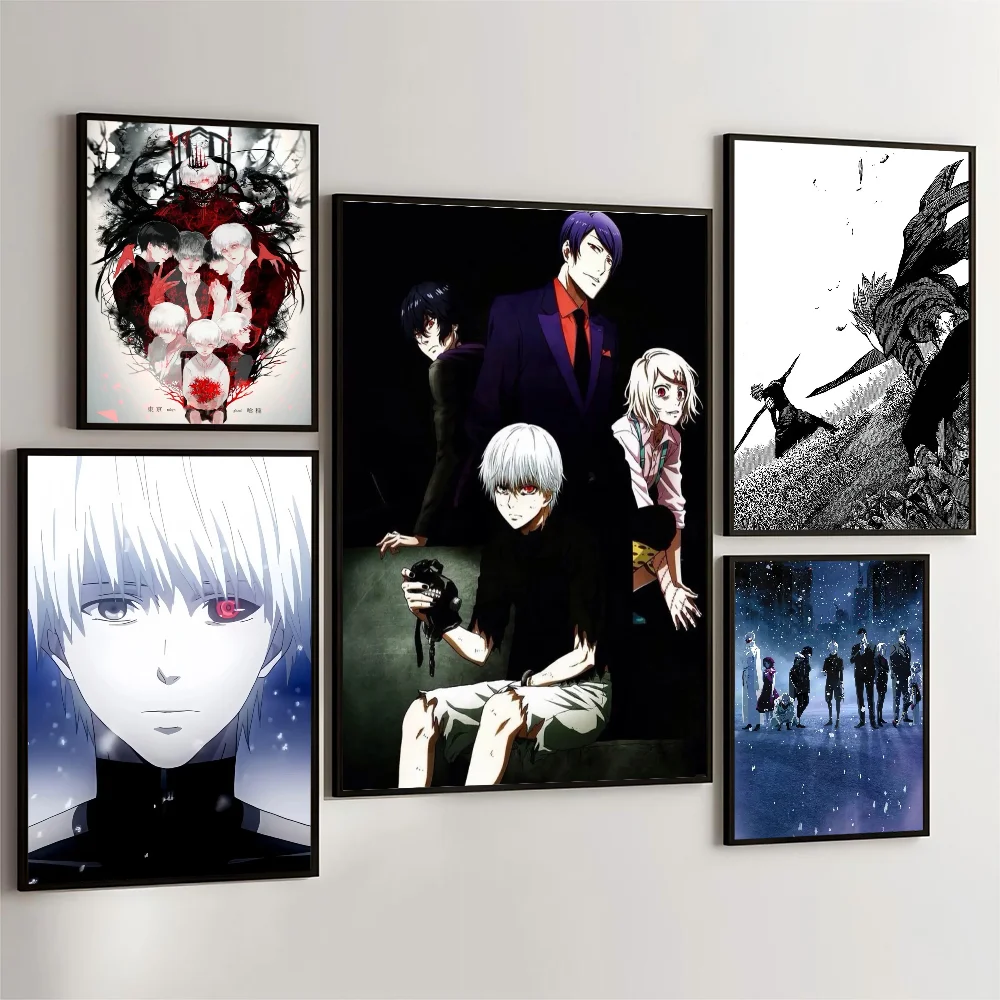 1PC Tokyo Ghoul Poster Movie Sticky Posters Retro Kraft Paper Sticker DIY Room Bar Cafe Aesthetic Art Wall Painting