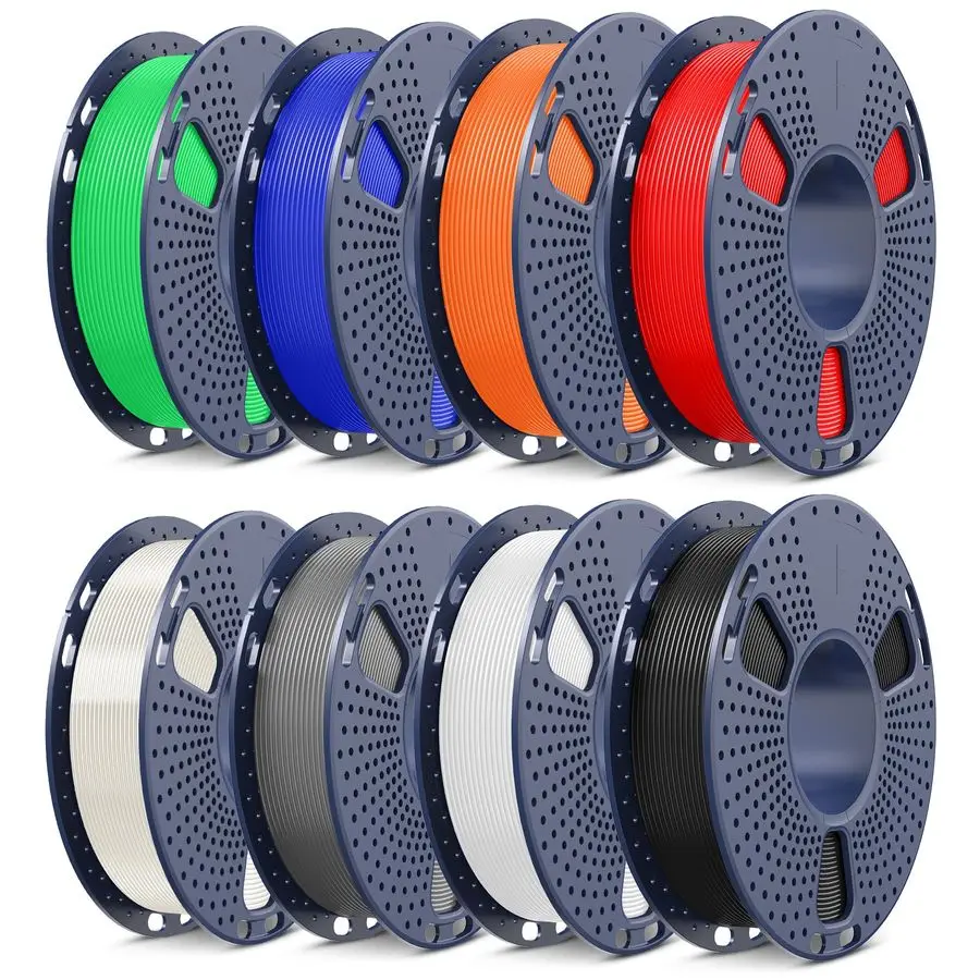 

PLA Filament 1.75mm Bundle, 3D Printer Filament Bundle 250g, 8 Rolls, 2kg Total, BlackWhiteGreyTransparentRedKlein BlueSunny Ora