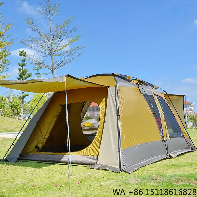 Portable Outdoor Four-season Double Layer 5-8 Person Camping Tent Silver Coating Oxford Rainproof Sun Protection Beach Park