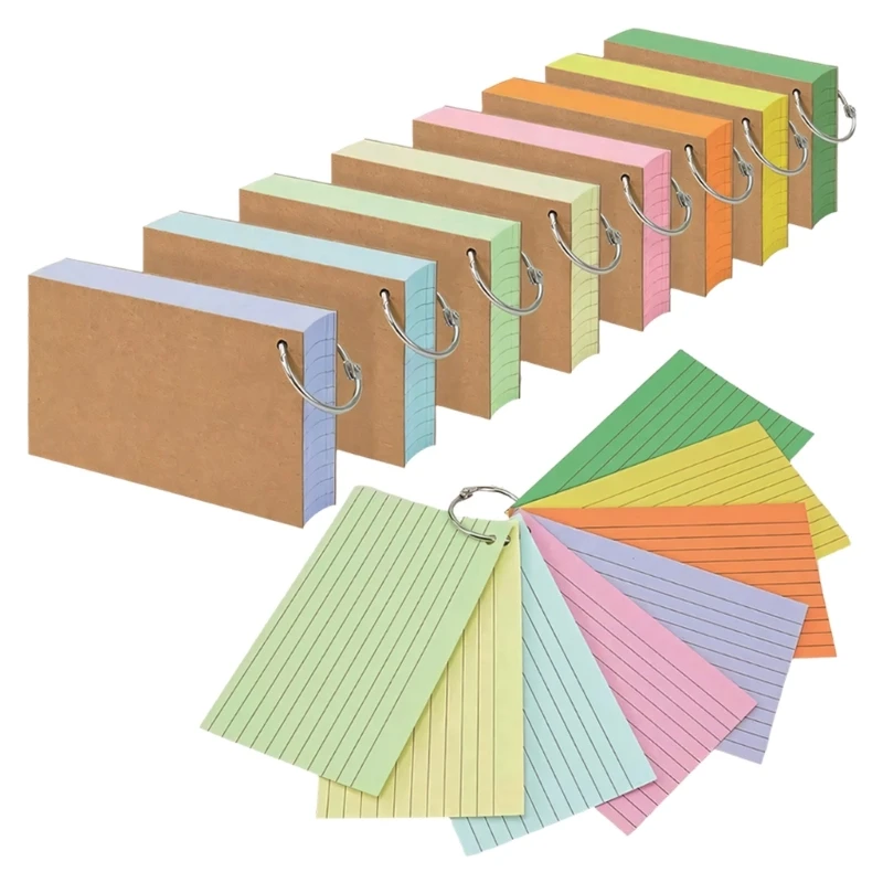 CORA 400 Sheets Colored Notecards with Metal Rings 3X5Inch for NoteTaking Journaling