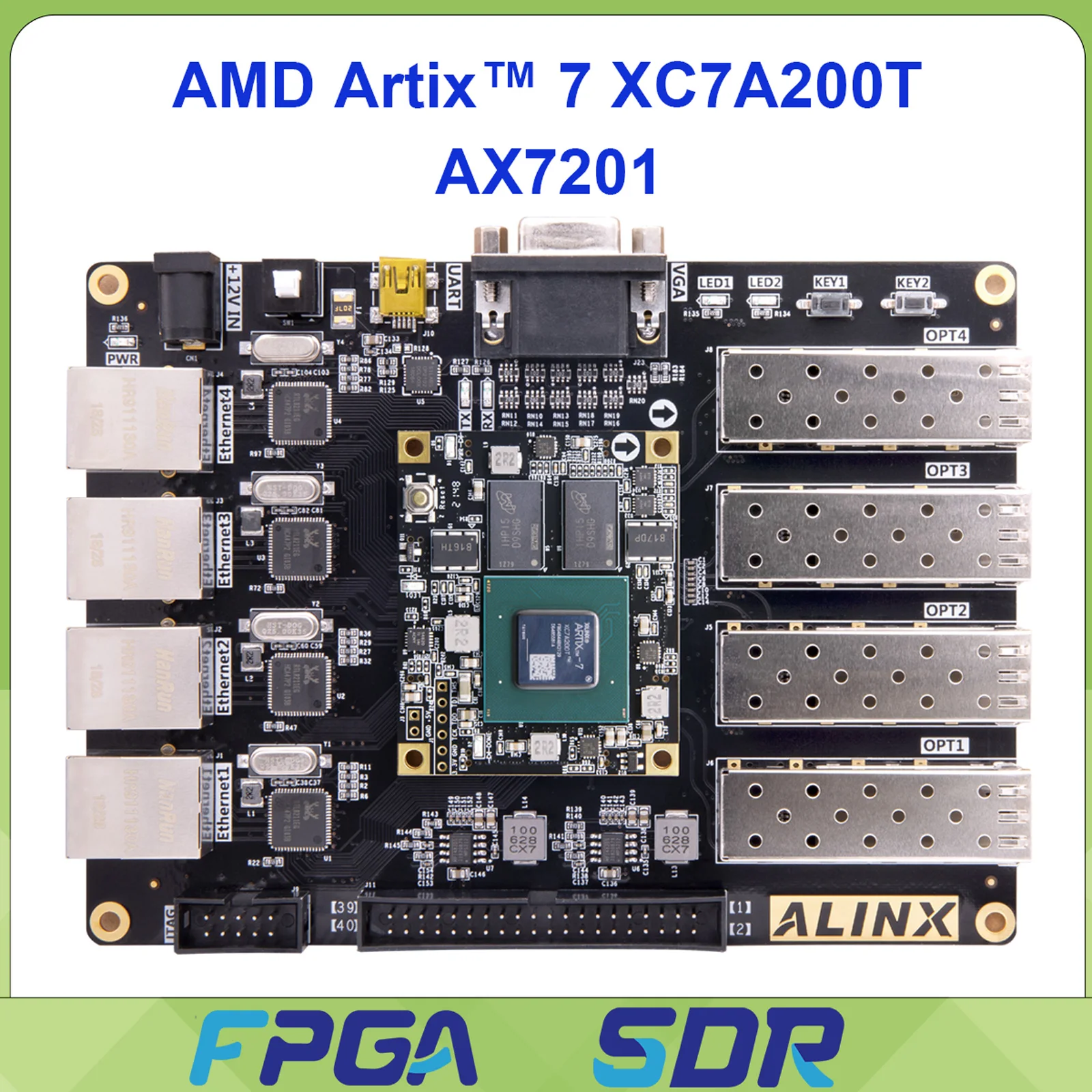 

ALINX AX7201 Artix-7 XC7A200T FPGA Development Board SFP Gigabit Ethernet USB VGA for High-Speed Data Transmission