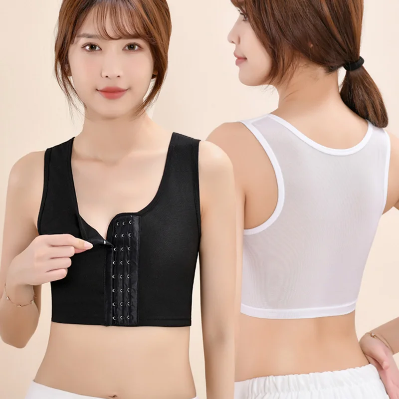 Carpeta de pecho para mujer, ropa deportiva transpirable, Top corto Trans, carpeta de pecho plano, sujetador tipo Tomboy con hebilla Les, corsé moldeador elástico sin mangas