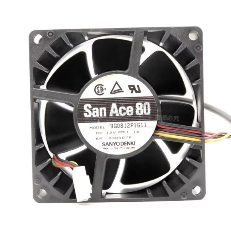 

SANYO DENKI 9G0812P1G11 DC 12 В 1,1 А 80x80x38 мм 4-проводной охлаждающий вентилятор для сервера