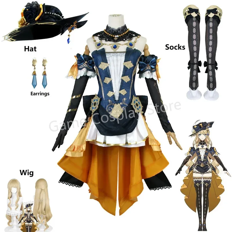 

Navia Cosplay Costume Genshin Impact Carnival Uniform Wig Anime Halloween Costumes Women Game Figures