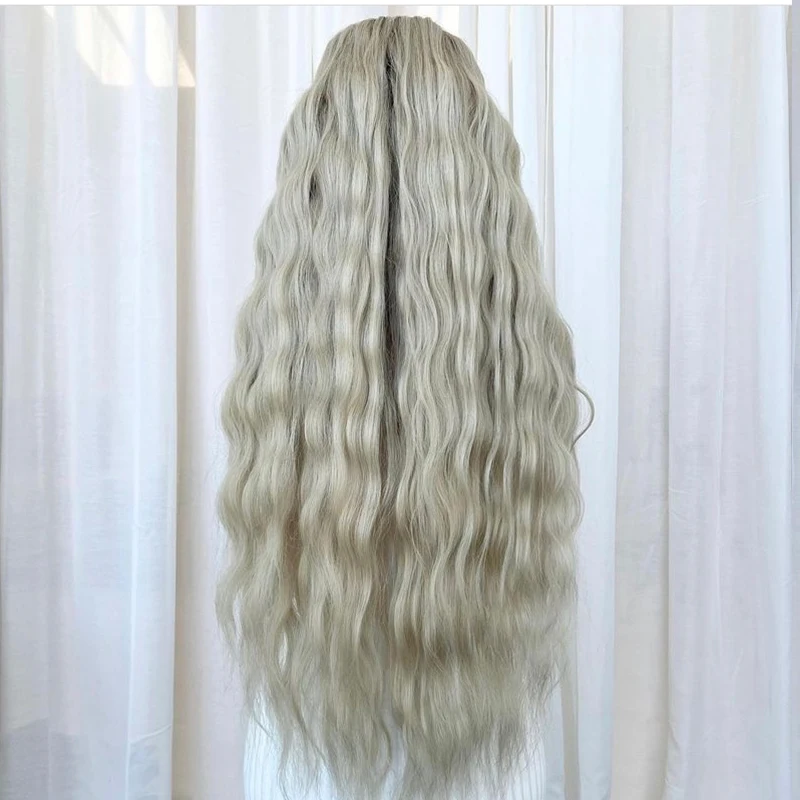 Super Loose Wavy wigs 100% Human hair 30 inch U Part Human Hair wig brown roots ombre white color body wave Peruvian for Women