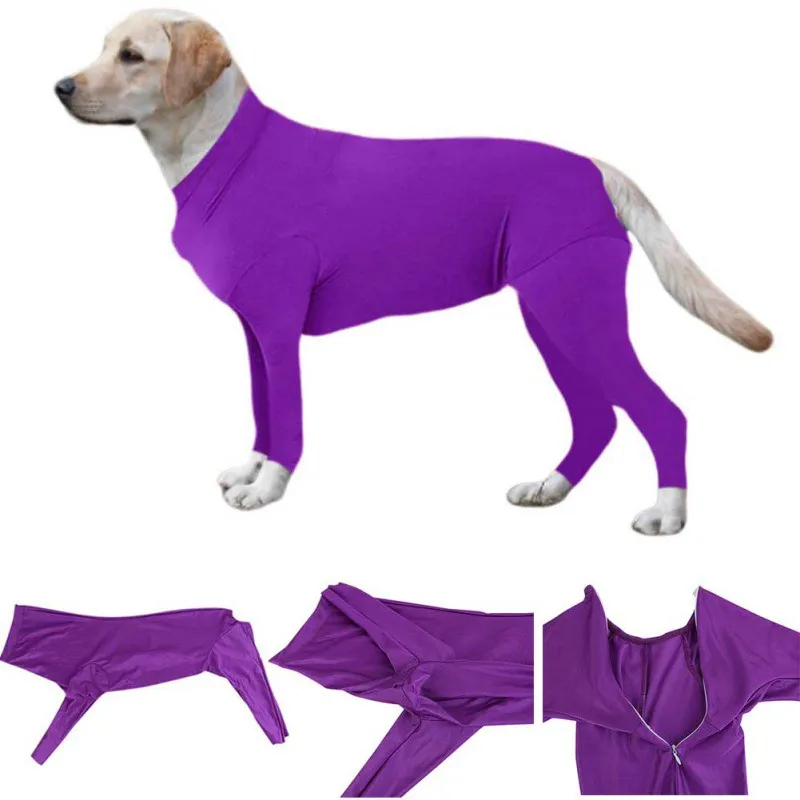 Soft Dogs Long Sleeves Jumpsuit Post Operative Protection Bodysuit Post Surgery Recovery Suit For Small Medium Dog Solid Clothes