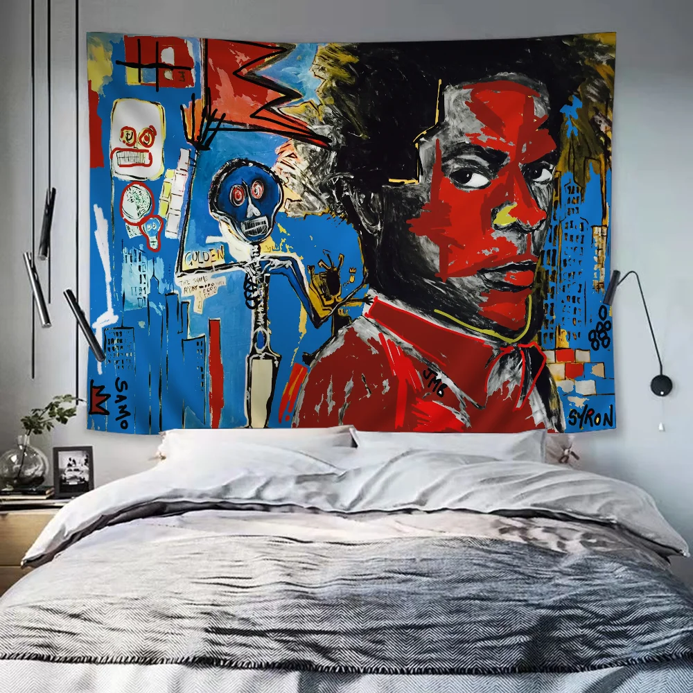 Art J-Jean-M-Michel B-Basquiat Colorful Tapestry Wall Hanging Bohemian Wall Tapestries Mandala Wall Hanging Sheets