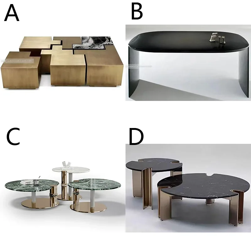

Minimalist natural travertine coffee table combination high-end living room modern creative special-shaped tea table