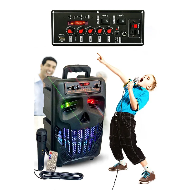 20W 블루투스 오디오 디코더 증폭기 보드 7.4V MP3 서브우퍼 마이크 앰프 자동차 음악 무손실 중저음 사운드-POS