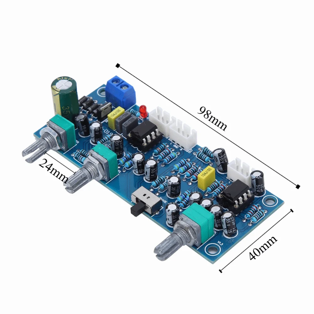 NE5532 78M12 Preamp Board DC 12-30V / AC 9-20V Independent Interfaces Low Pass Filter Blue Precise Sound Control