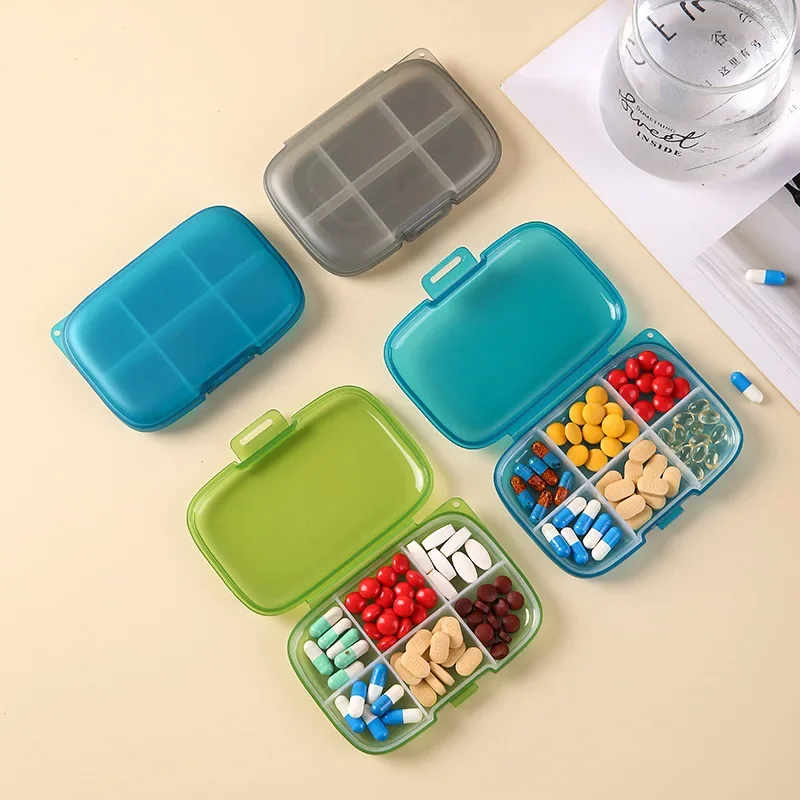 Portable Travel Week's Medicine Dosing Box Plastic Small Pill Organizer with Rope Convenient Carry-On Medicine Storage Box