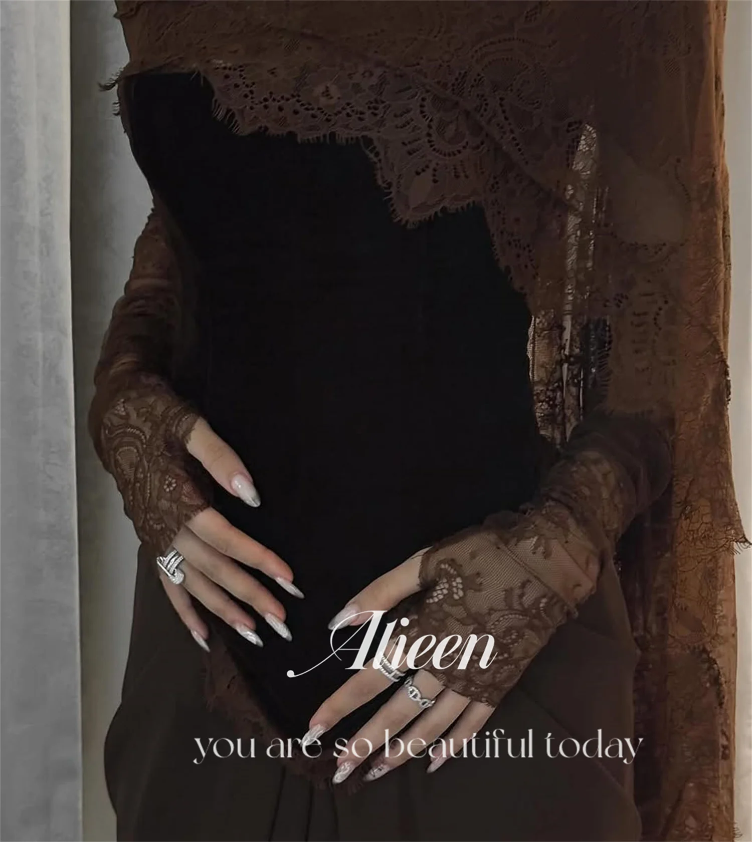 Aileen Vestidos De Noche Luxury Prom Dresses 2025 Brown Shawl Women's Evening Party Dresses for Special Occasions Lace Grace image 5