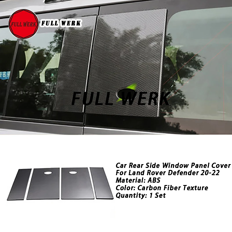 4pcs/Set ABS Car Rear Side Window Panel Decoration Cover Sticker Plate fit for Land Rover Defender 20-22 Exterior Accessory