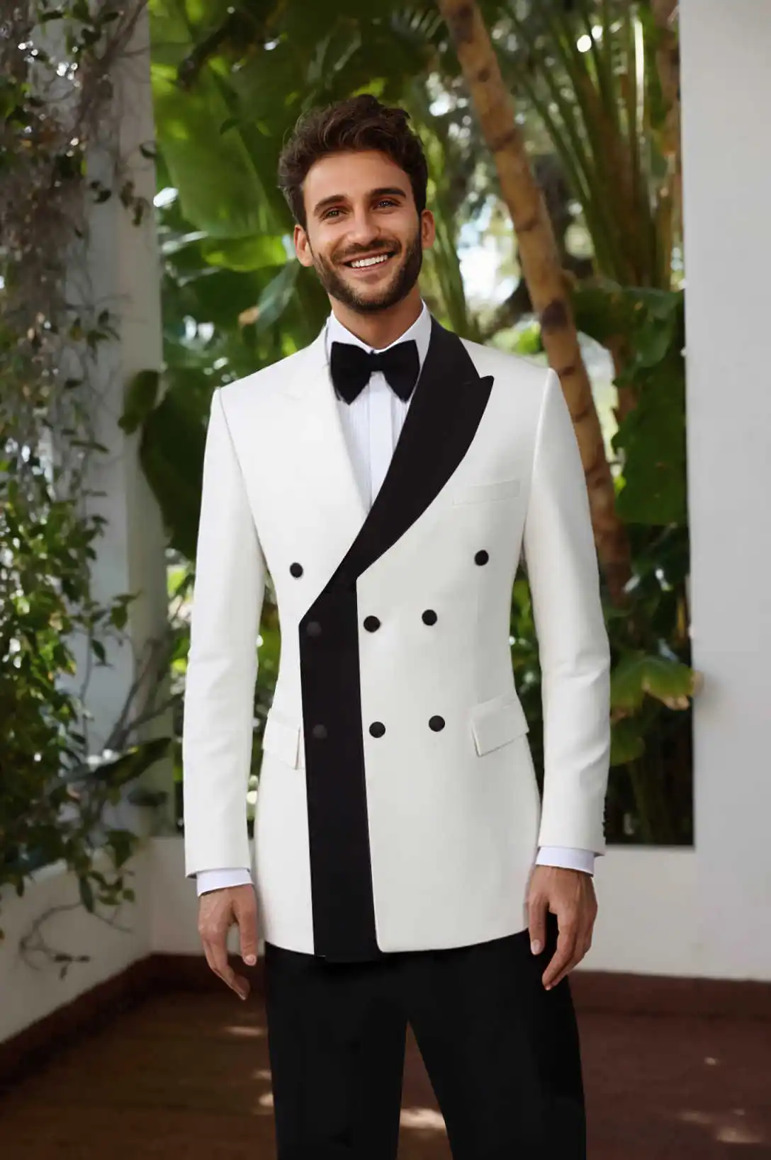 

Formal Men Suits 2-Piece Double Breasted Lapel Blazer Wedding Tuxedos Jacket Customized Slim Fit Prom Party Groom