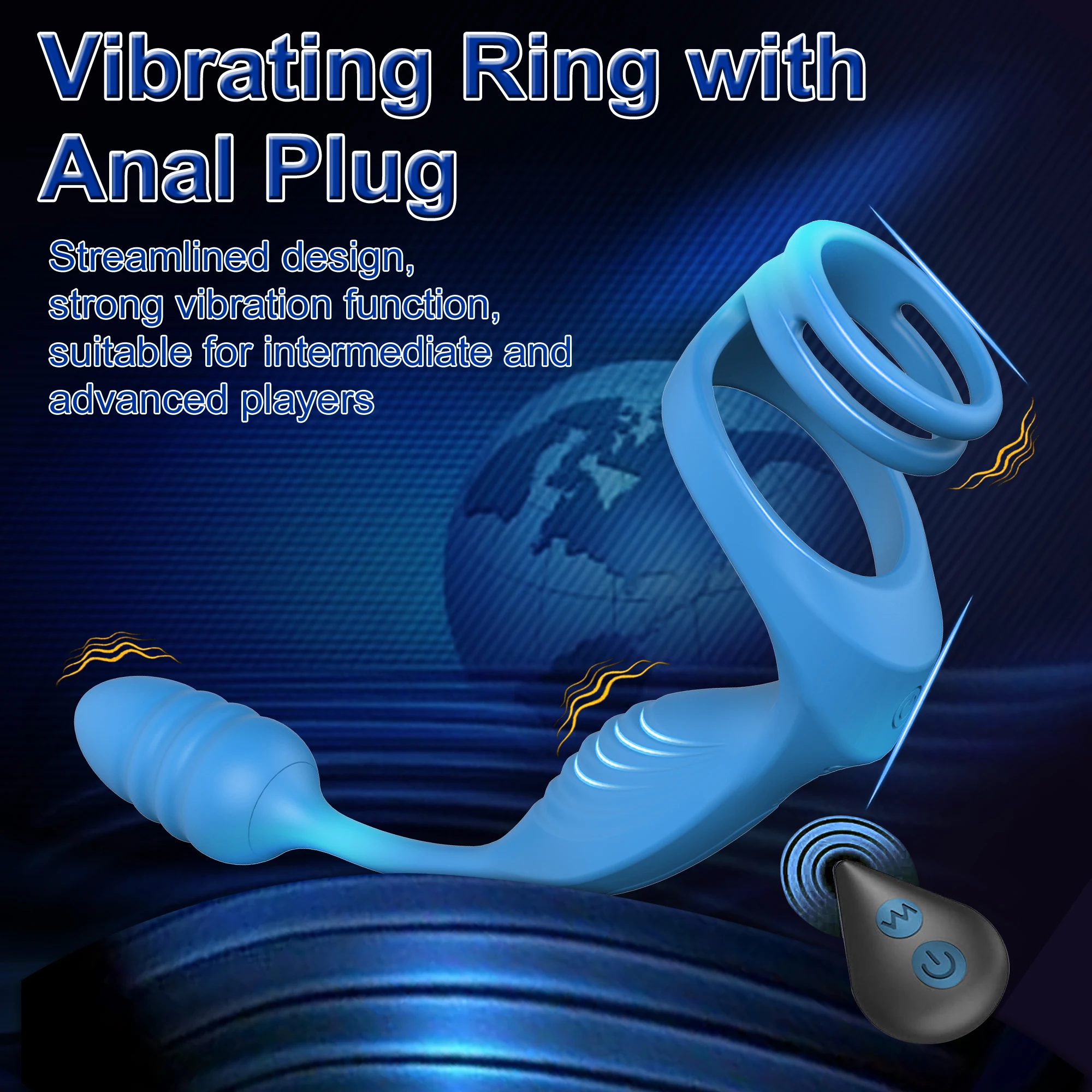 Vibrating Cock Penis Ring with Prostate Anal Butt Plug Vibrator Delayed Ejaculation Sex Toys for Men Testicle Scrotum Massager - view 5
