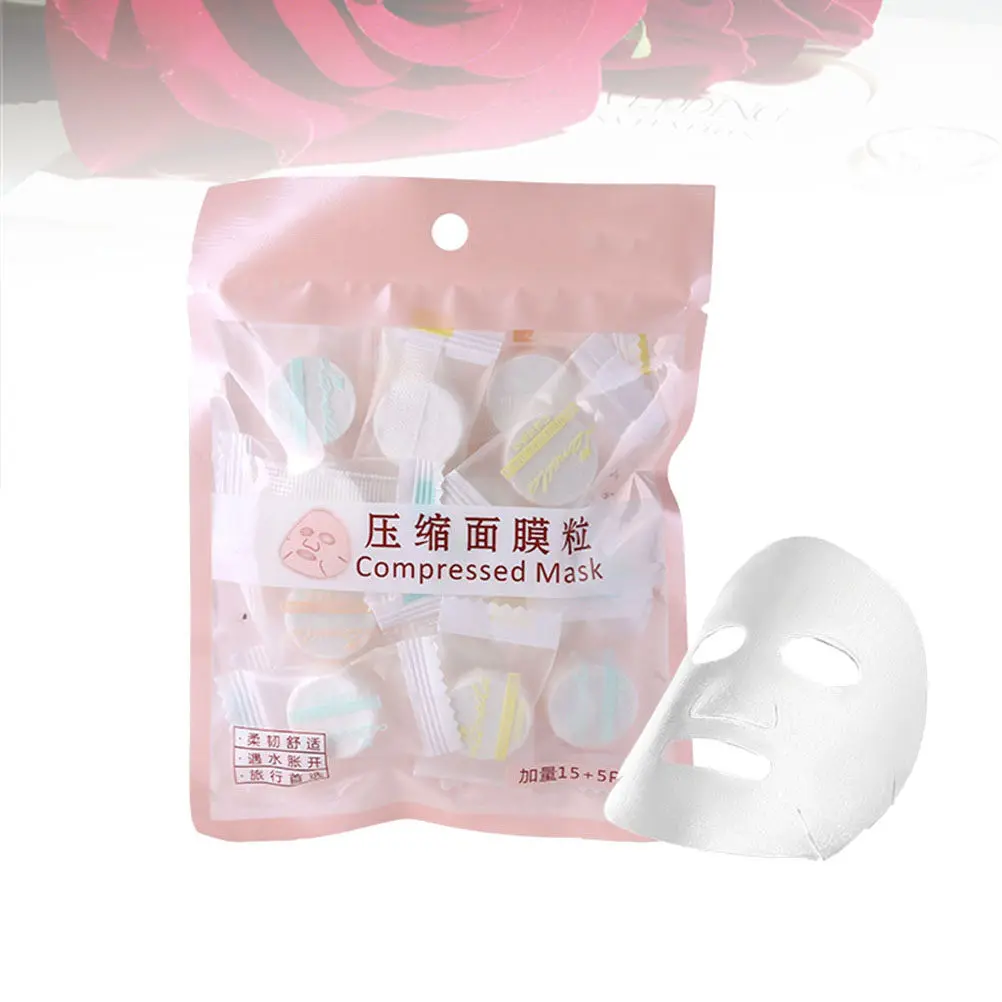 20Pcs Compressed Nonwoven Face Mask Sheets Natural Fiber DIY Facial Mask for Skincare Moisture Retention Wrinkle Reduction Oil