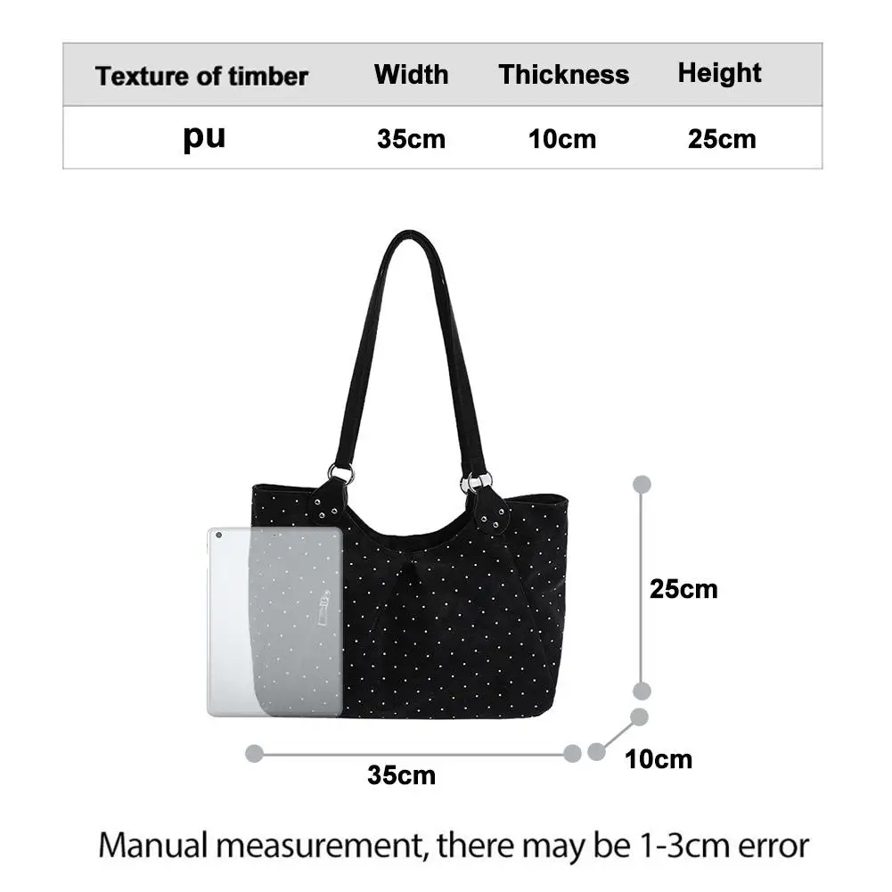 Damen-Umhängetasche, Vintage-Polka-Dot-Design, Pendler-Tragetasche, große Kapazität, PU-Leder-Handtasche, Unterarmtasche für Schule, Büro und den täglichen Gebrauch. – Detail 24