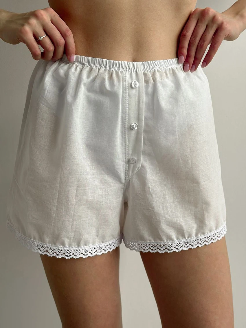 Marthaqiqi Cotton Women Sleepwear Set Long Sleeve Nightgown Turn-Down Collar Nightwear Shorts Casual Ladies Pajamas 2 Piece Suit