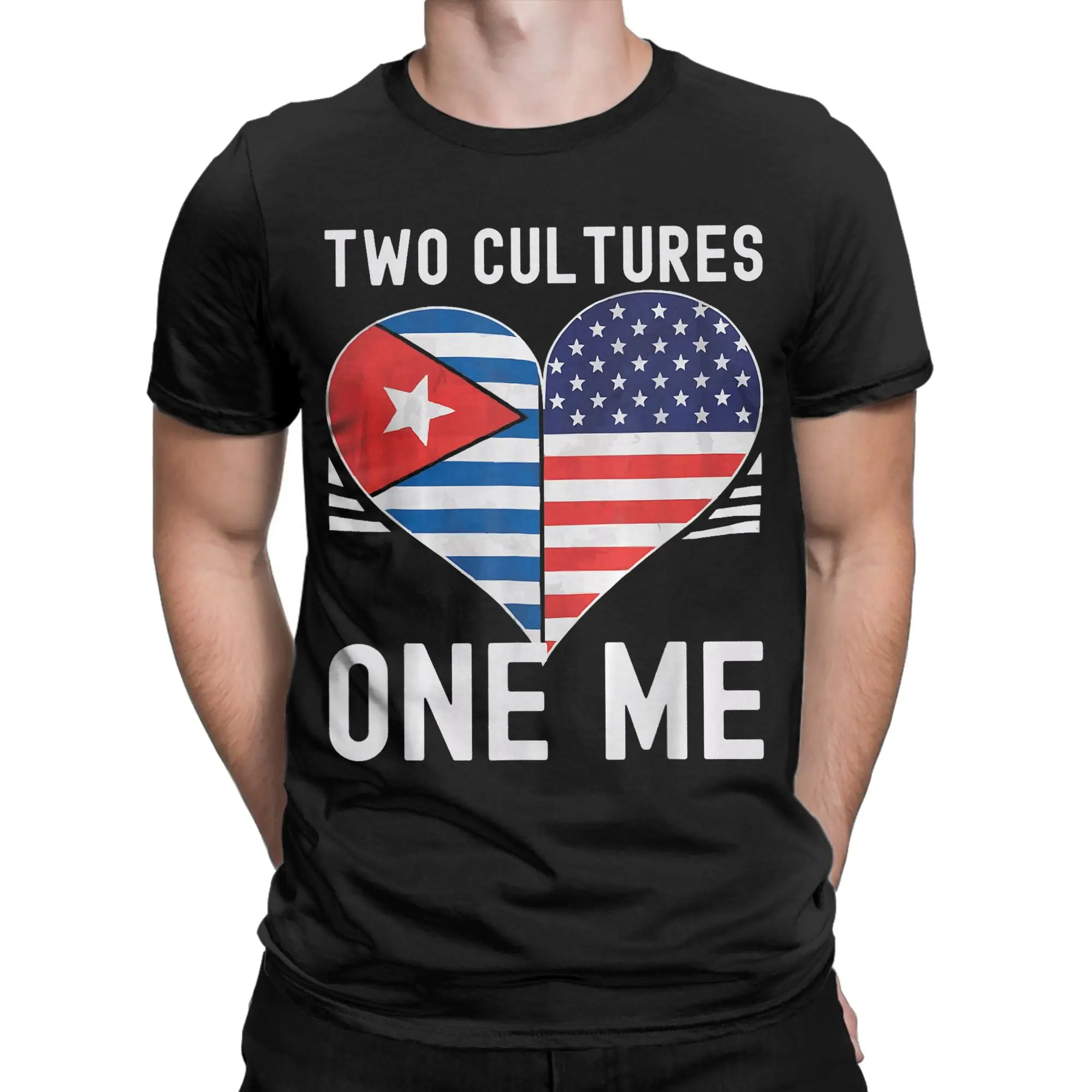 Men Women Half Cuban Half American USA Flag Cuba America T Shirt  100% Cotton Clothing Novelty O Neck Tee Shirt Adult T-Shirts