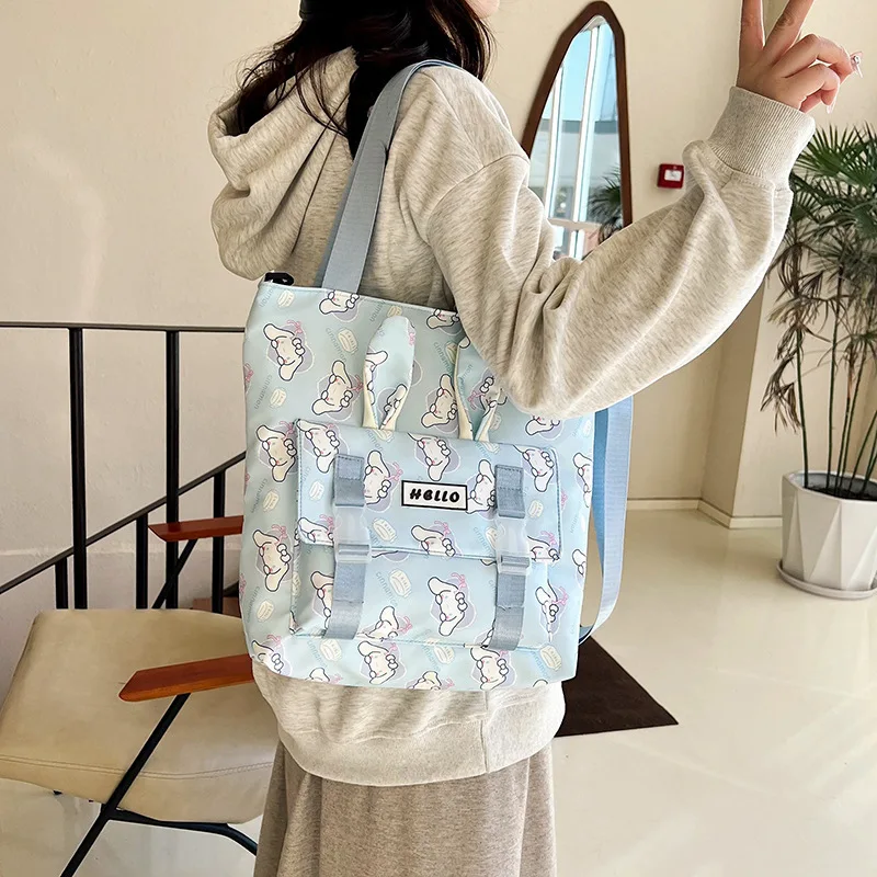 

Sanrio Canvas Bag Kuromi Cinnamoroll Melody Anime Cartoon Large Capacity Tote Shoulder Handbag Cute Student Bag Gift